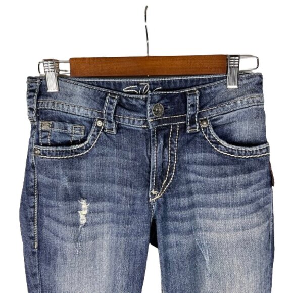 Silver Jeans Womens Suki Surplus Low Rise Capri Jeans Sz 26 Western Festival Y2K - Picture 2 of 14